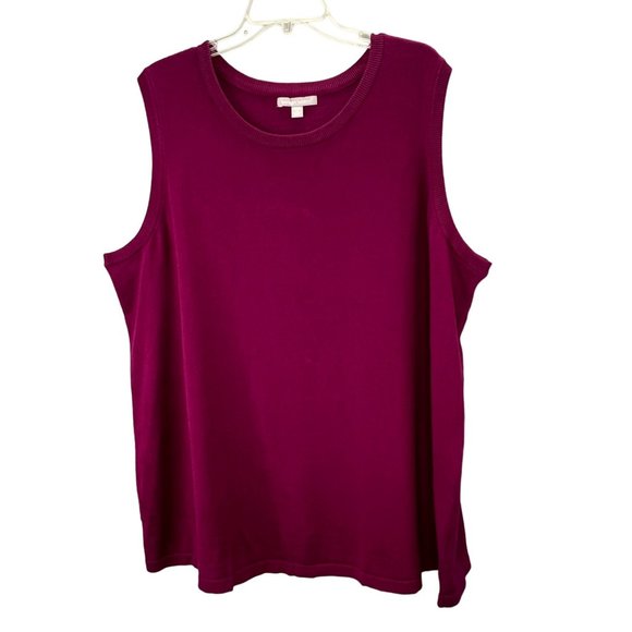 Woman Within Sleeveless Sweater Plus size 2X Dark Berry Wine Cotton NWOT - Picture 1 of 4
